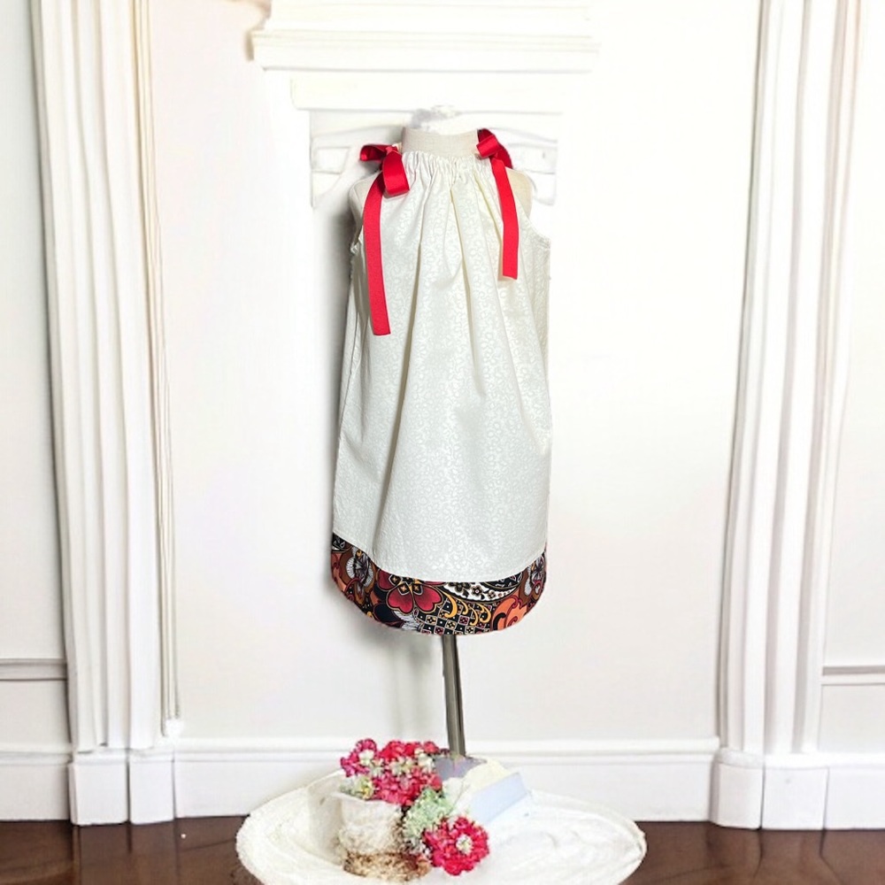 4 -5 Year Old Pillowcase Dress - Red & White